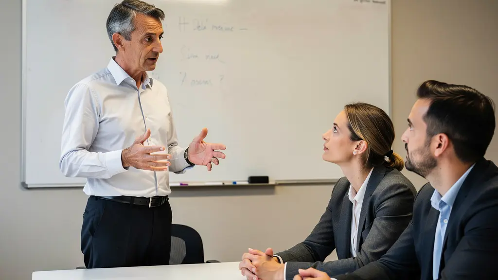 Session de formation SEO en petit groupe avec formateur expliquant aux participants